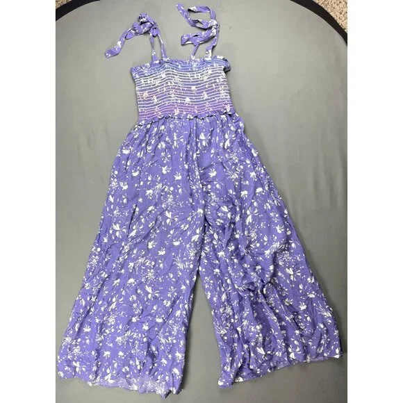Free people Color My World Wide-Leg Jumpsuit XS Womans Lilac Purple Floral Print - Picture 3 of 8